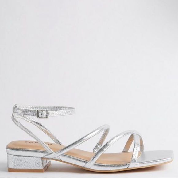 Torrid Silver Extra Wide Strappy Micro Block Heel Sandals - Picture 3 of 12